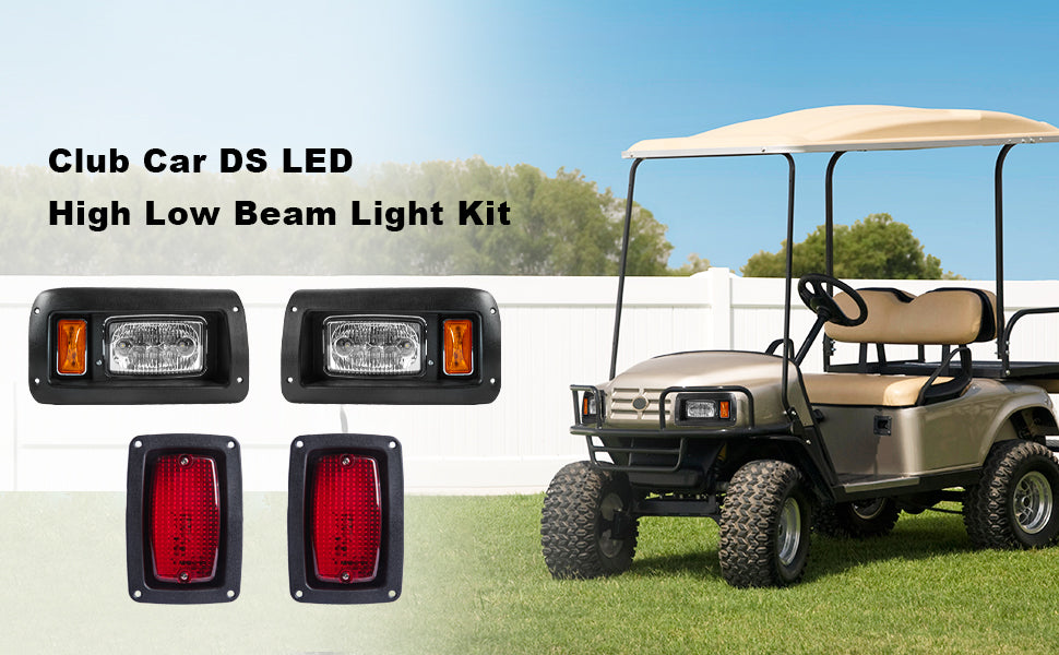 VPAHub Club Car DS LED Adjustable Light kit 48V, 2 LED headlight, 2 LED taillight, 1 Basic wiring harness, Instruction & hardware included