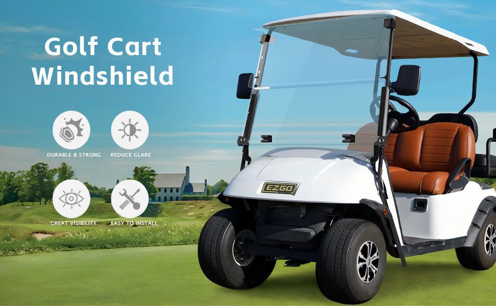 VPAHub EZGO TXT Pre 2013 Clear Golf Cart Windshield, Foldable and Thick Acrylic, Fits EZGO TXT 1995-2013