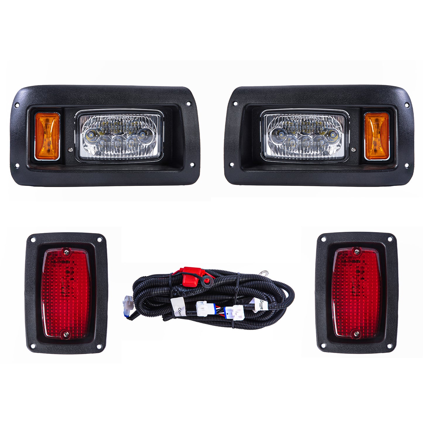VPAHub Club Car DS LED Adjustable Light kit 48V, 2 LED headlight, 2 LED taillight, 1 Basic wiring harness, Instruction & hardware included