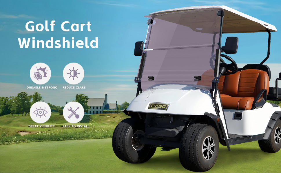 VPAHub EZGO TXT Pre 2013 Tinted Golf Cart Windshield, Foldable and Thick Acrylic, Fits EZGO TXT 1995-2013