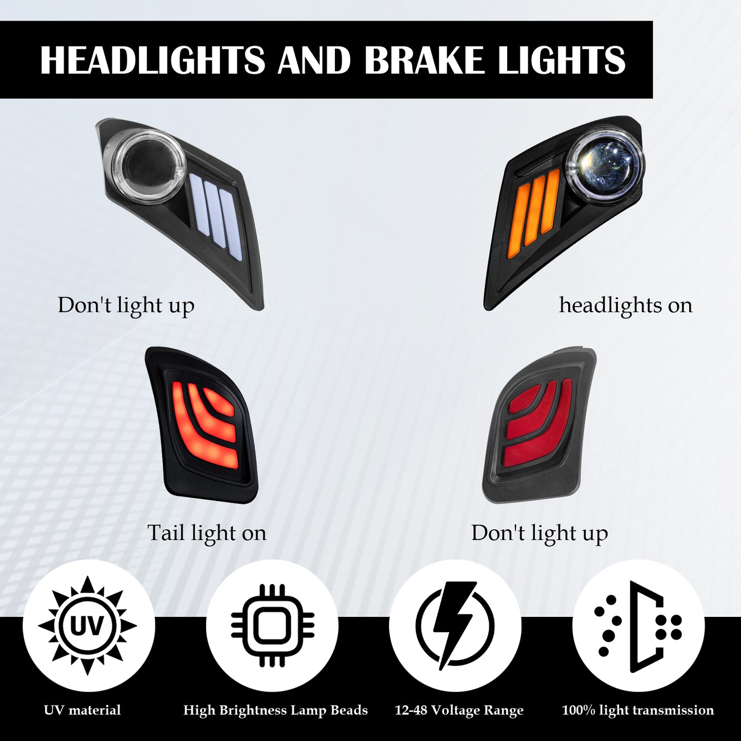 VPAHub Basic Light Kit Fit for YAMAHA Drive 2, 2 LED headlight, 2 LED taillight, 1 Basic wiring harness Instruction & hardware included