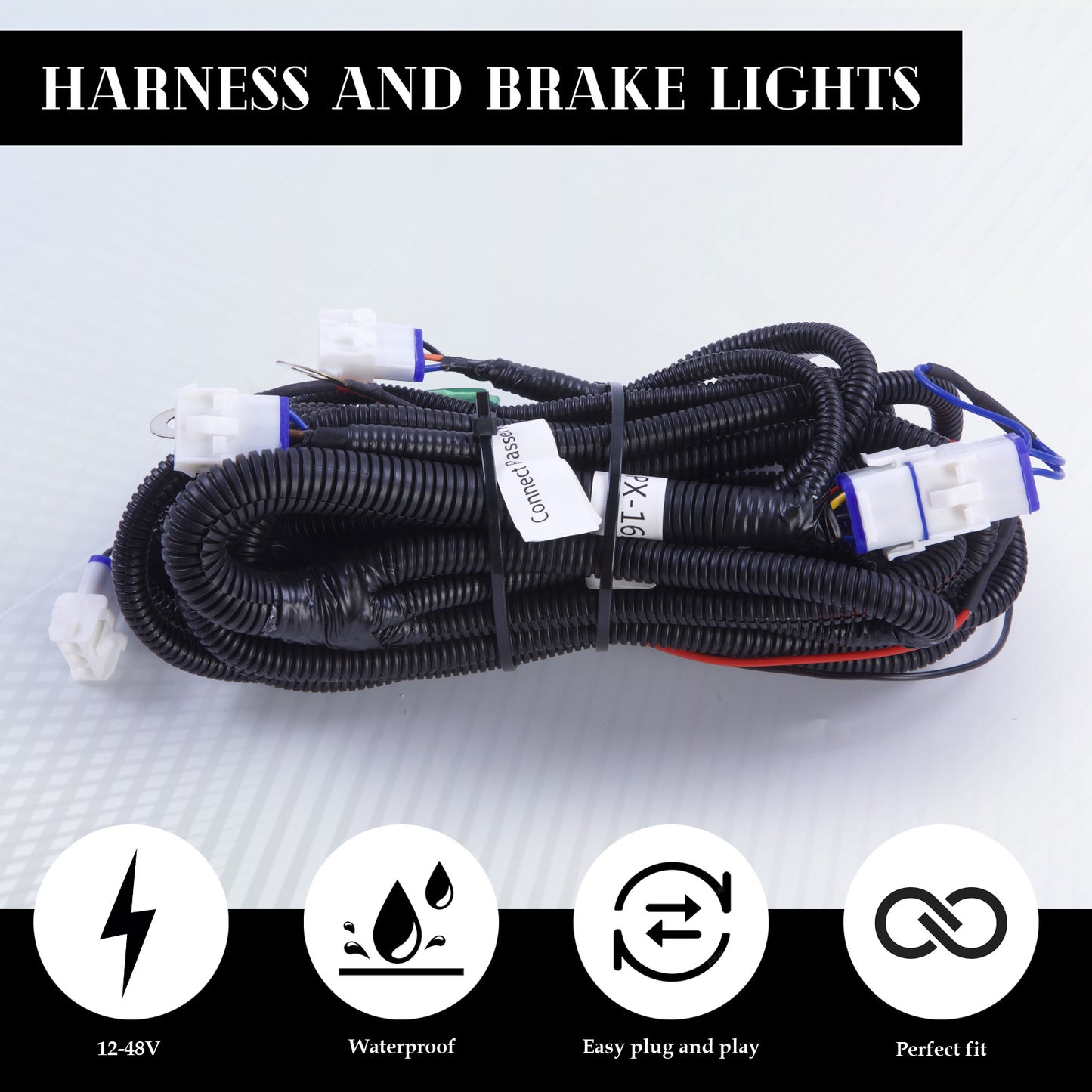 VPAHub EZGO TXT 1996-2013 LED Deluxe Light Bar Kit Street Legal 48V, High Low Beam Headlight with Daytime Running Lights, Taillights, Main wiring harness, Deluxe turn signal switch, Brake Pad, Horn