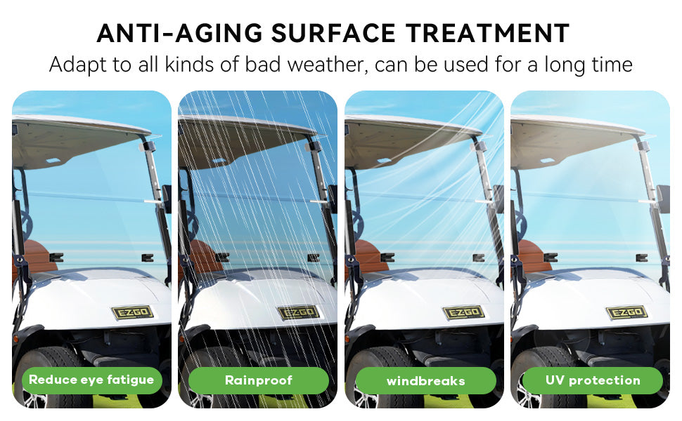 VPAHub EZGO TXT Pre 2013 Clear Golf Cart Windshield, Foldable and Thick Acrylic, Fits EZGO TXT 1995-2013