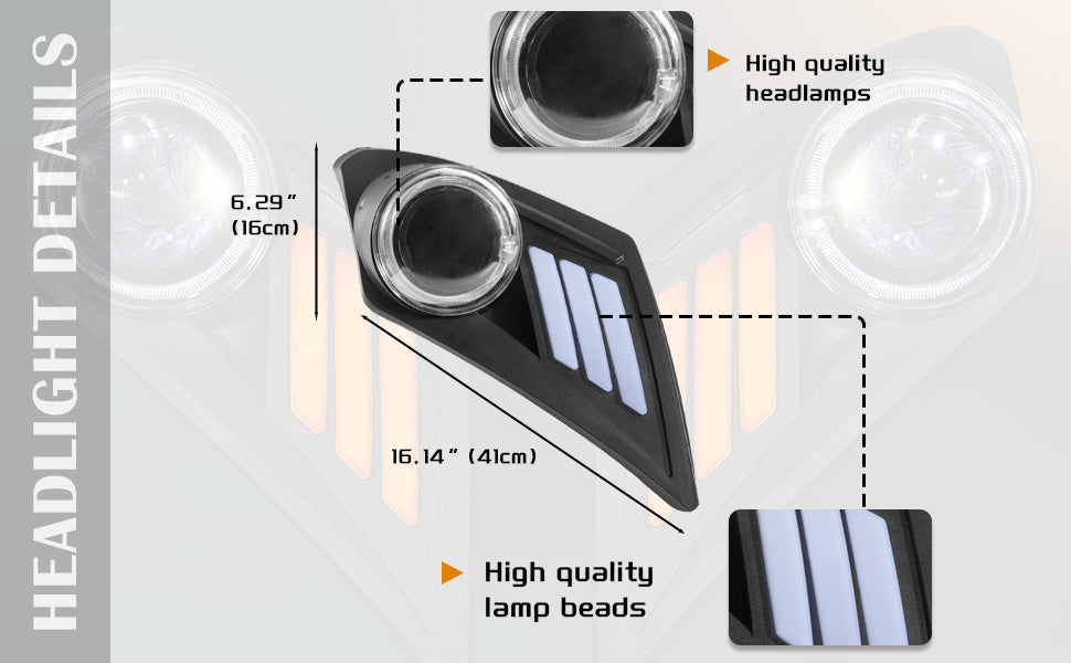 VPAHub Basic Light Kit Fit for YAMAHA Drive 2, 2 LED headlight, 2 LED taillight, 1 Basic wiring harness Instruction & hardware included