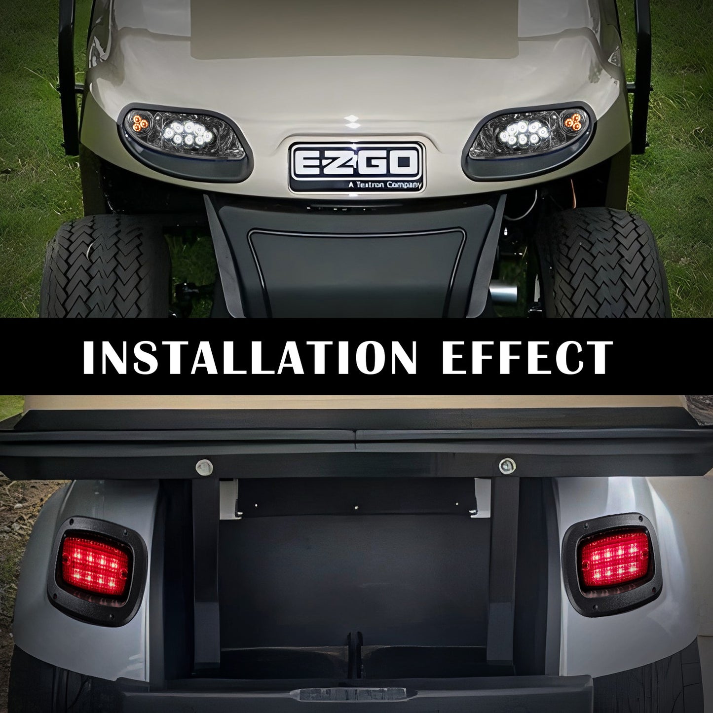 VPAHub EZGO TXT 2014+ Freedom LED Basic Light Kit 48V, 2 LED headlight, 2 LED taillight, 1 Basic wiring harness, instruction & hardware included