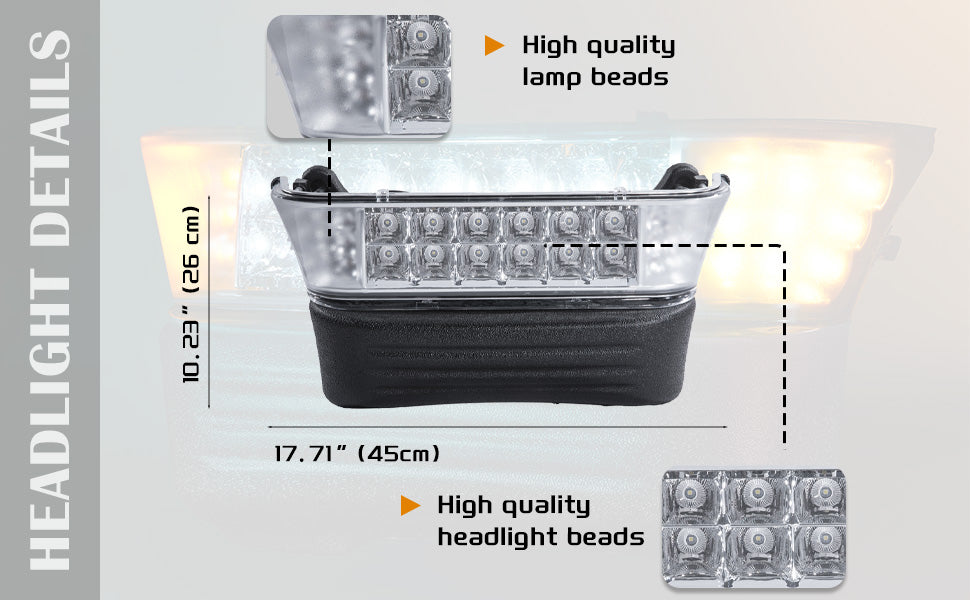 vpahub Club Car Precedent LED High Low Beam Light Kit with mechanical brake switch