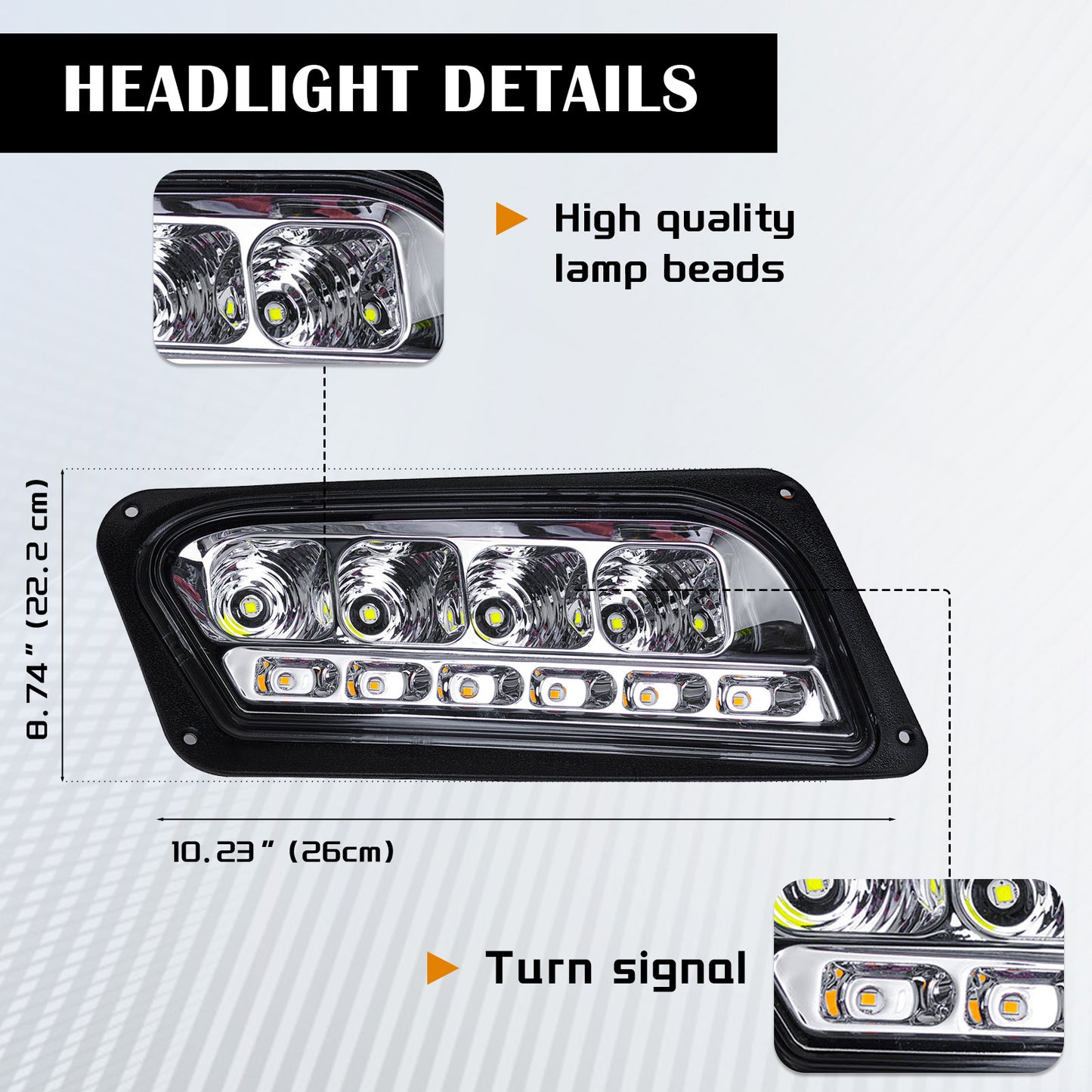 VPAHub Club Car Tempo LED Street Legal Light Kit 48V, LED High Low Beam headlight (OEM style), taillight, Upgraded wiring harness, Deluxe turn signal switch, Steering wheel cover, Brake pad switch