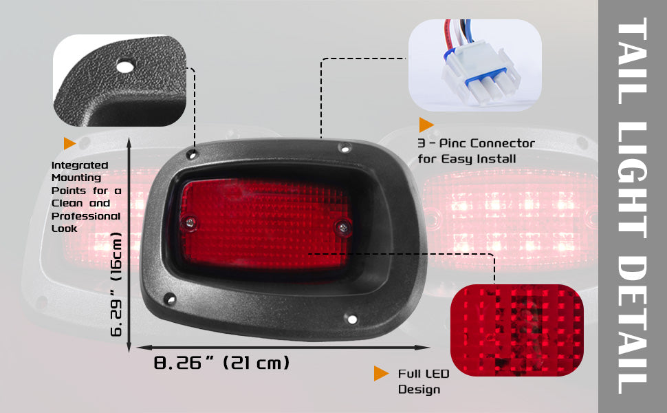 VPAHub EZGO TXT 2014+ Freedom LED Basic Light Kit 48V, 2 LED headlight, 2 LED taillight, 1 Basic wiring harness, instruction & hardware included