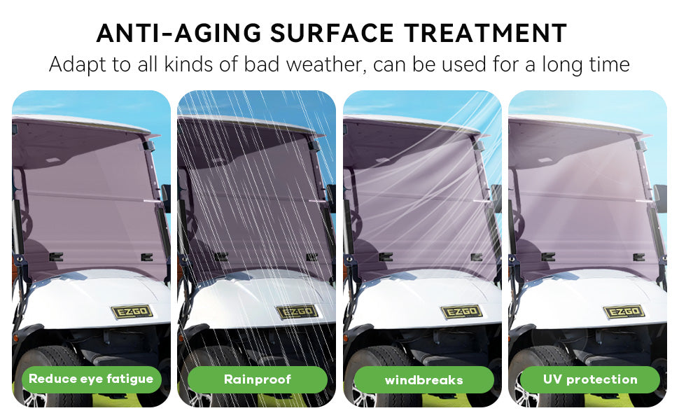VPAHub EZGO TXT Pre 2013 Tinted Golf Cart Windshield, Foldable and Thick Acrylic, Fits EZGO TXT 1995-2013