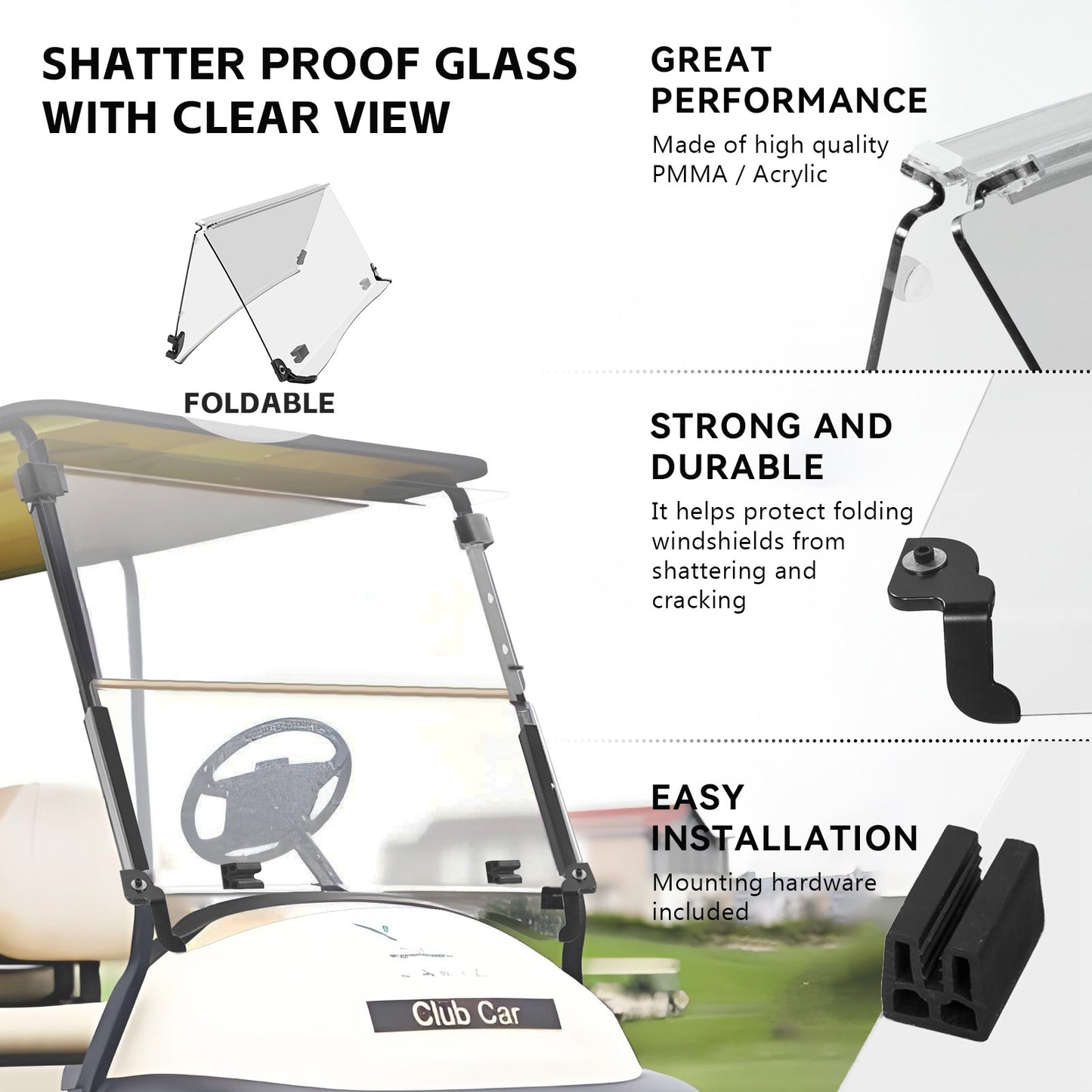 VPAHub Club Car Tempo/Precedent Clear Windshield