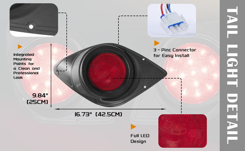 VPAHub Golf Cart Street Legal Light Kit (12V) Fit for Yamaha Drive(G29),LED High Low Beam headlight, LED taillight, Wiring harness, Deluxe turn signal switch, Horn, Wheel cover, Brake pad switch