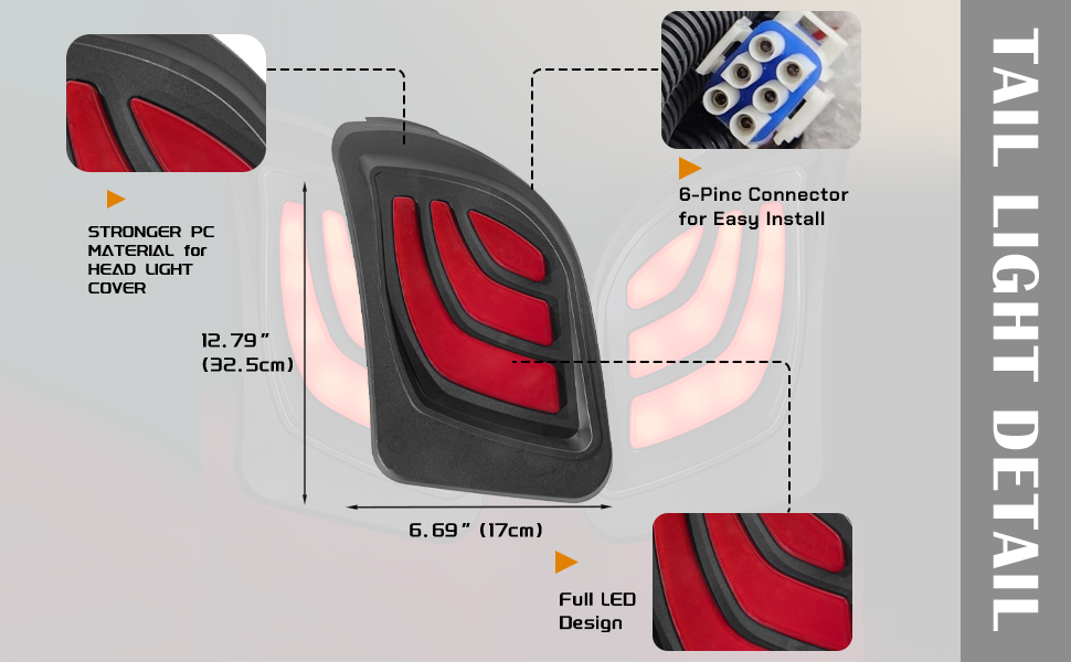 VPAHub Basic Light Kit Fit for YAMAHA Drive 2, 2 LED headlight, 2 LED taillight, 1 Basic wiring harness Instruction & hardware included