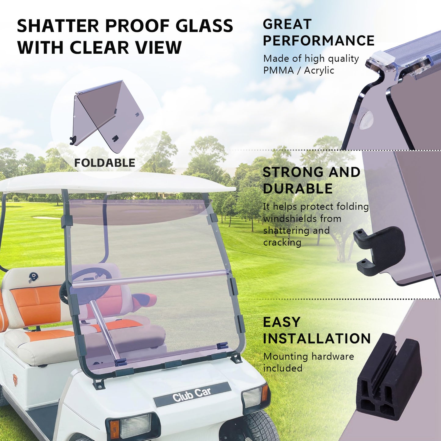 VPAHub Club Car DS NEW Tinted Windshield