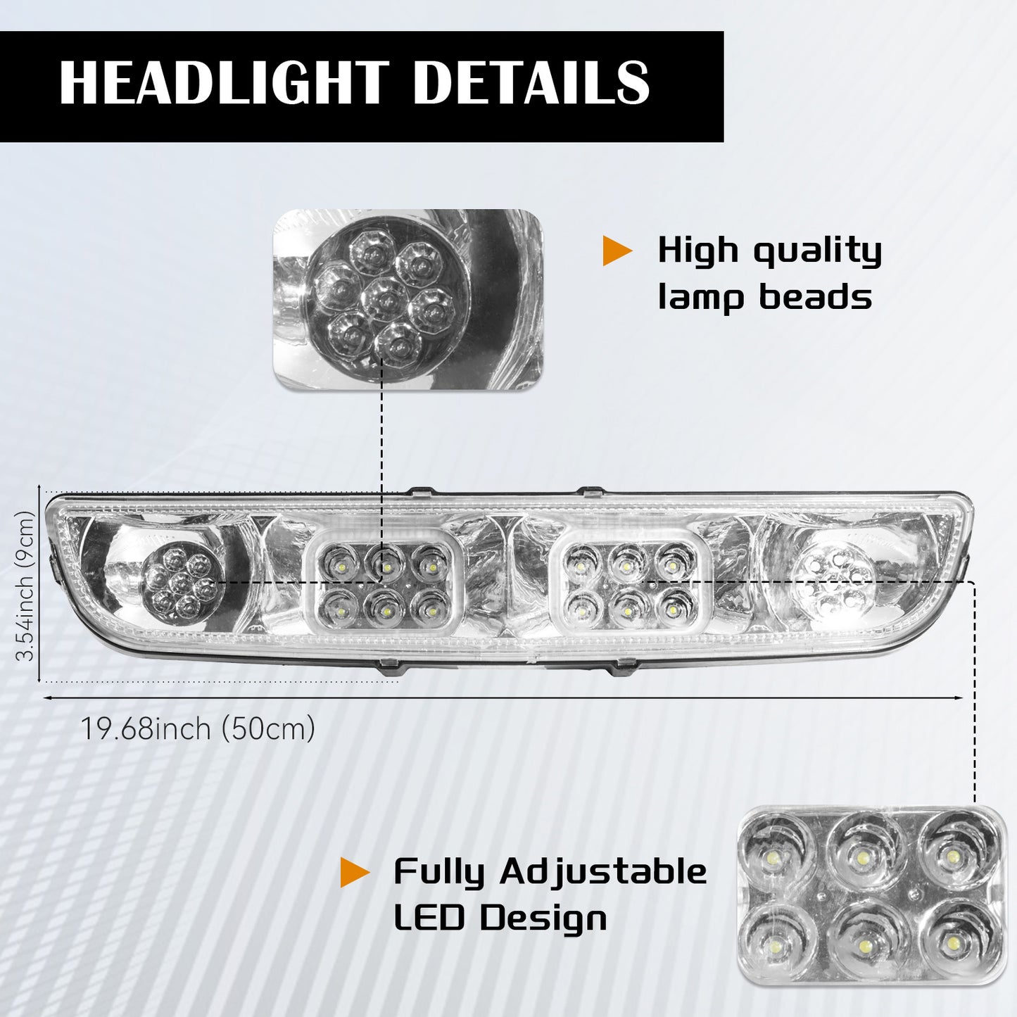 VPAHub EZGO TXT 1996-2013 LED Deluxe Light Bar Kit Street Legal 48V, High Low Beam Headlight with Daytime Running Lights, Taillights, Main wiring harness, Deluxe turn signal switch, Brake Pad, Horn