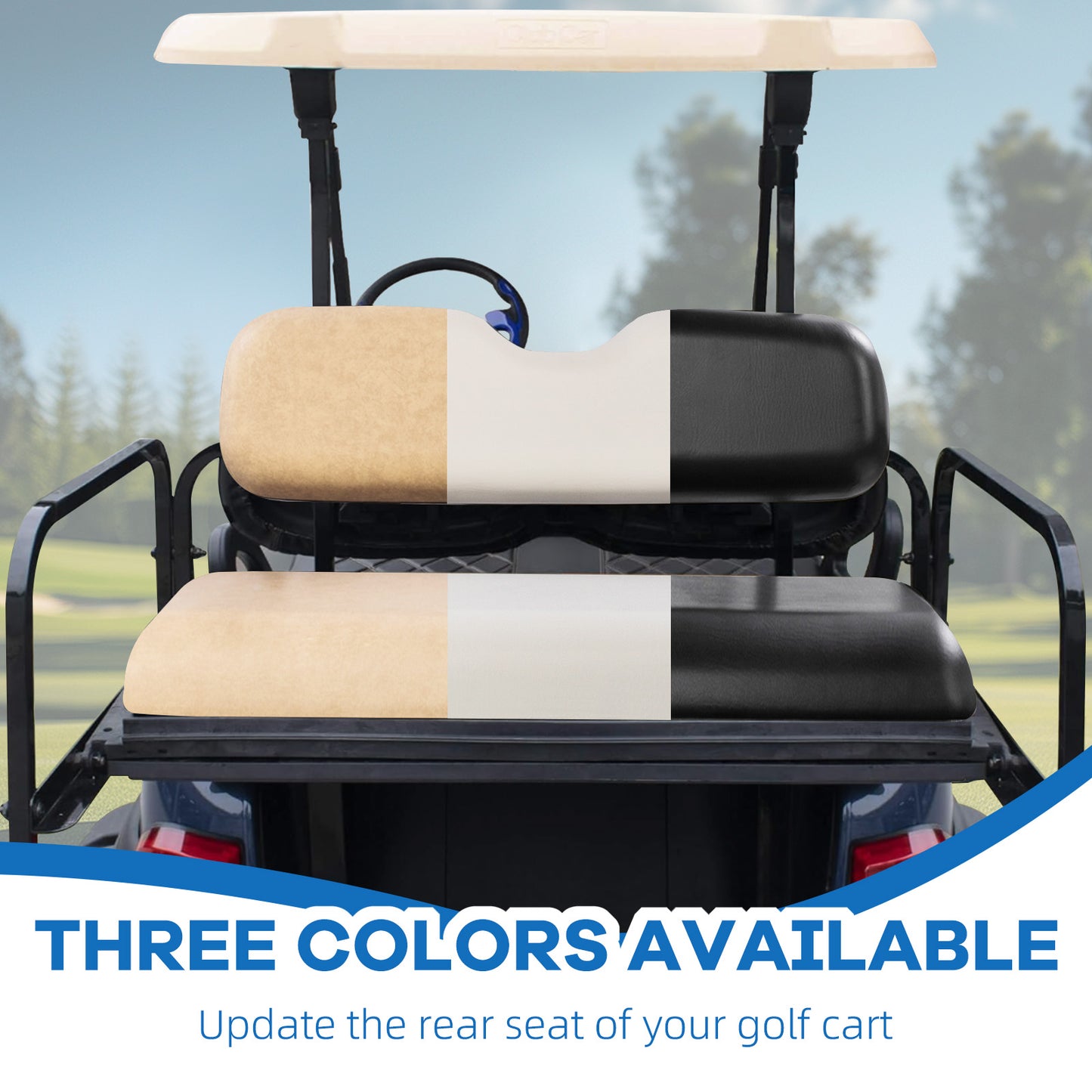 VPAHub Club Car Precedent/Tempo Flip Folding Beige Seat Kit, Compatible with 2004-Up Gas or Electric Models, Beige Cushions, Metal footrest