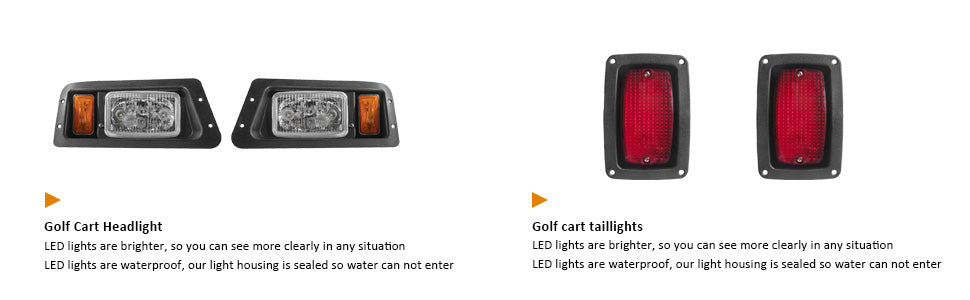VPAHub Golf Cart Adjustable Light Kit (12V-48V) Fits Yamaha G14, G16, G19 G22, 2 LED headlight, 2 LED taillight, 1 Basic wiring harness Instruction & hardware includedh, Horn, Steering wheel cover
