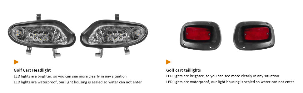 VPAHub EZGO TXT 2014+ Freedom LED Basic Light Kit 48V, 2 LED headlight, 2 LED taillight, 1 Basic wiring harness, instruction & hardware included