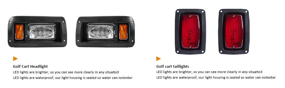VPAHub Club Car DS LED Adjustable Light kit 48V, 2 LED headlight, 2 LED taillight, 1 Basic wiring harness, Instruction & hardware included