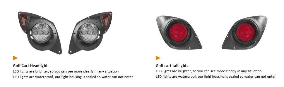 VPAHub Golf Cart Street Legal Light Kit (12V) Fit for Yamaha Drive(G29),LED High Low Beam headlight, LED taillight, Wiring harness, Deluxe turn signal switch, Horn, Wheel cover, Brake pad switch