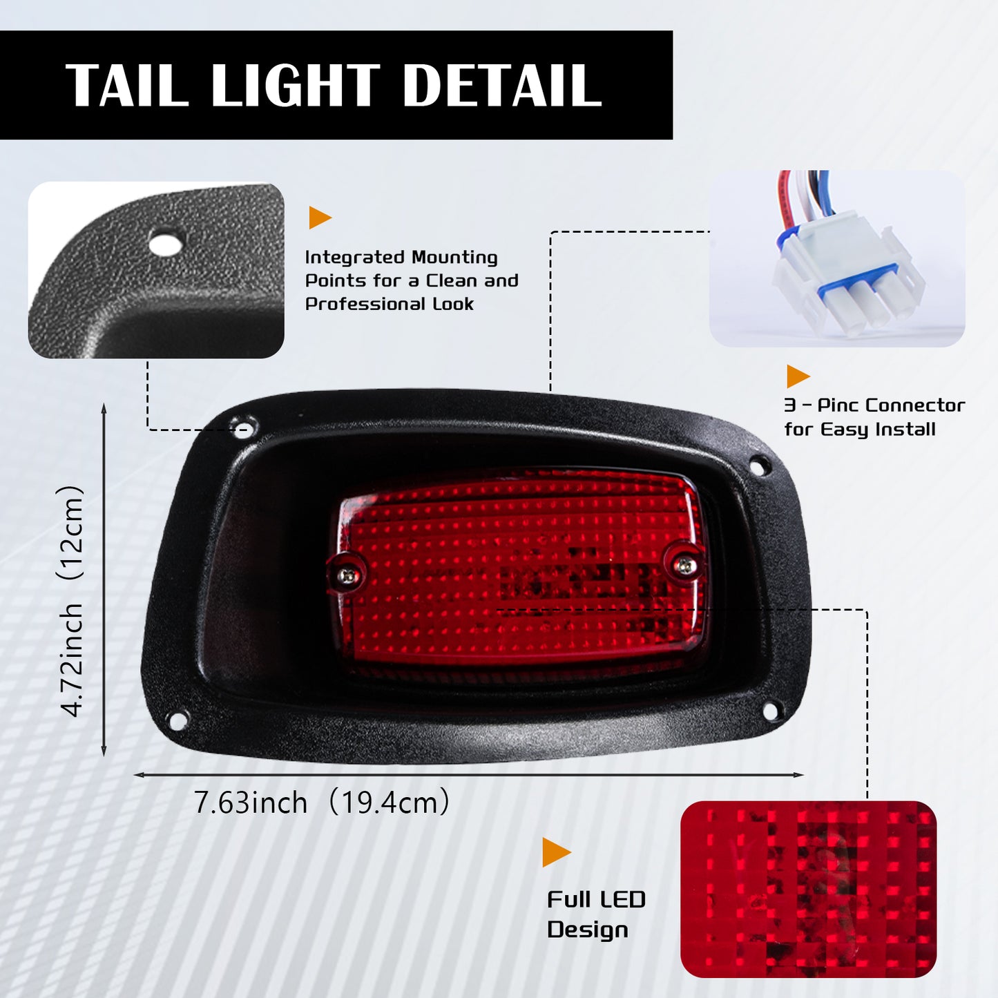VPAHub EZGO TXT 1996-2013 LED Deluxe Light Bar Kit Street Legal 48V, High Low Beam Headlight with Daytime Running Lights, Taillights, Main wiring harness, Deluxe turn signal switch, Brake Pad, Horn
