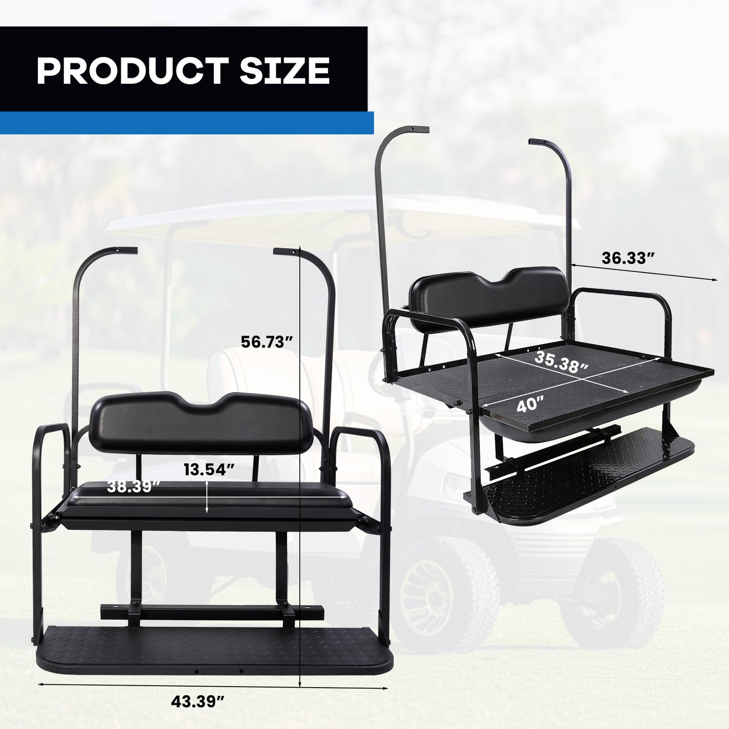 VPAHub Club Car DS OLD & NEW Black Seat Kit, Fit for 1982-2007 Models