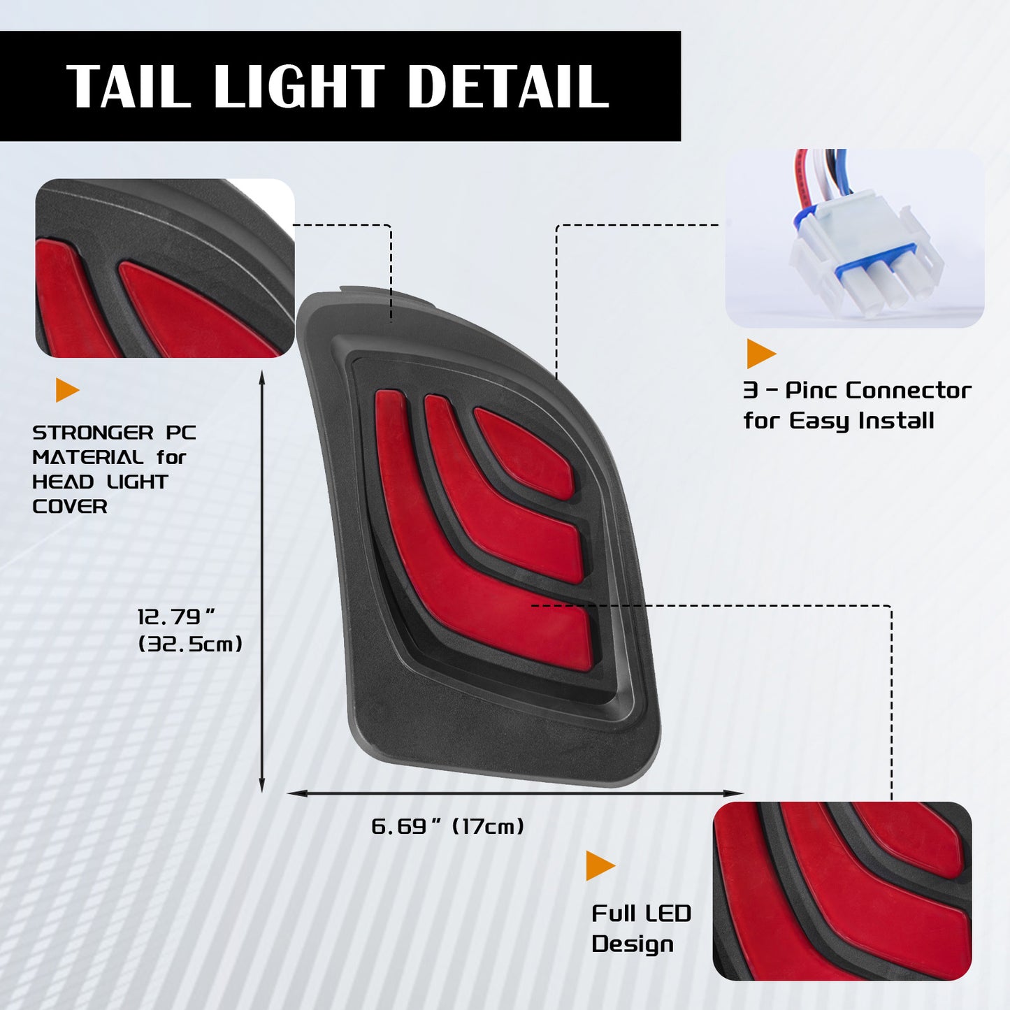 VPAHub Deluxe Light Kit Fit for YAMAHA Drive 2, LED headlight, LED taillight, Upgraded wiring harness, Deluxe turn signal switch, Horn, Steering wheel cover, Mechanical brake switch with bracket