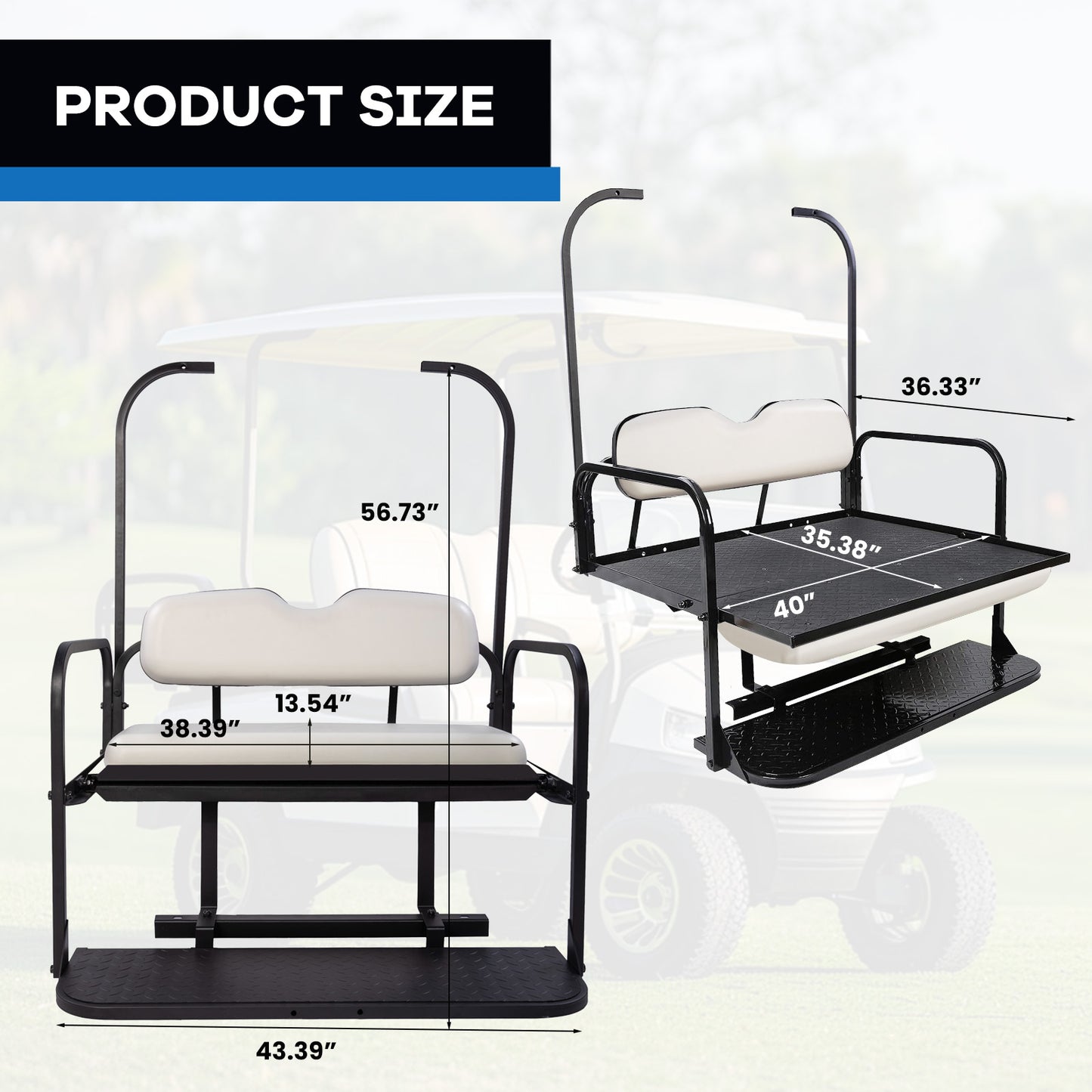 VPAHub Club Car DS OLD & NEW White Seat Kit, Fit for 1982-2007 Models