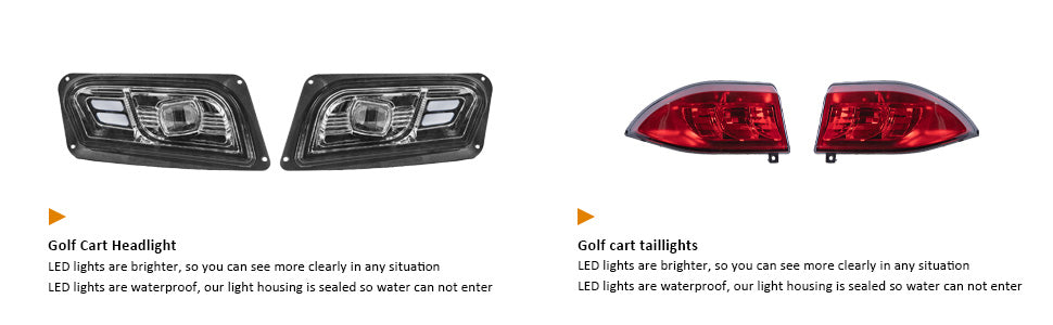 VPAHub Club Car Tempo LED Basic Light Kit 48V, 2 LED headlight, 2 LED taillight, 1 Basic wiring harness Instruction & hardware included