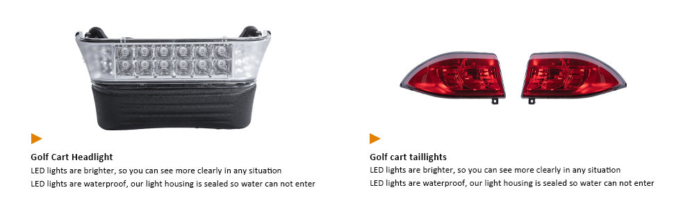 VPAHub Club Car Tempo LED Street Legal Light Kit 48V, LED High Low Beam headlight,LED taillight, Upgraded wiring harness, Deluxe turn signal switch, Horn, Steering wheel cover, Brake pad switch