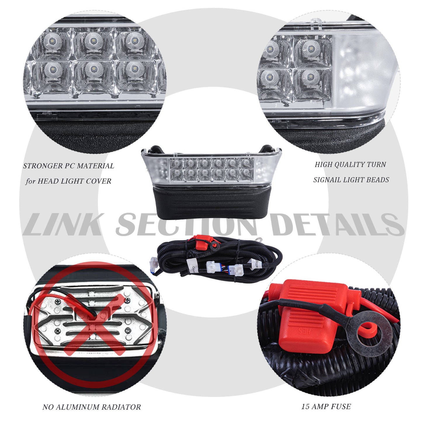 vpahub Club Car Precedent LED High Low Beam Light Kit with mechanical brake switch