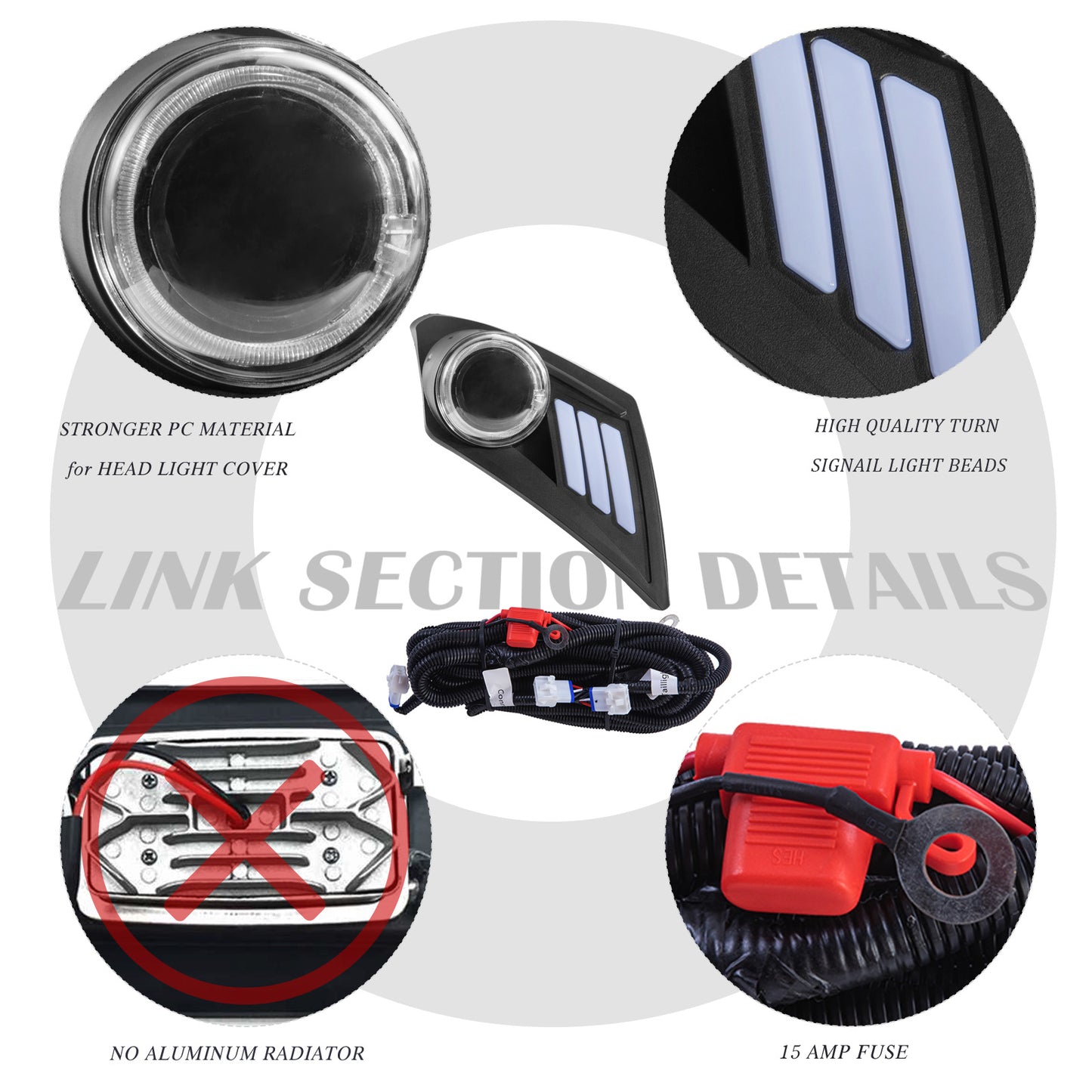 VPAHub Basic Light Kit Fit for YAMAHA Drive 2, 2 LED headlight, 2 LED taillight, 1 Basic wiring harness Instruction & hardware included