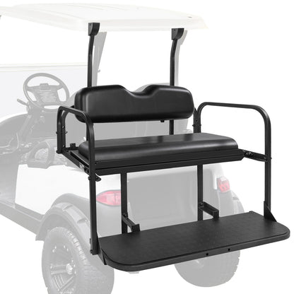 VPAHub Club Car Precedent/Tempo Flip Folding Black Seat Kit, Compatible with 2004-Up Gas or Electric Models, Black Cushions, Metal footrest