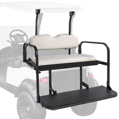 VPAHub Club Car Precedent/Tempo Flip Folding White Seat Kit, Compatible with 2004-Up Gas or Electric Models, White Cushions, Metal footrest