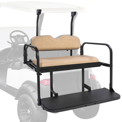 VPAHub Club Car Precedent/Tempo Flip Folding Beige Seat Kit, Compatible with 2004-Up Gas or Electric Models, Beige Cushions, Metal footrest