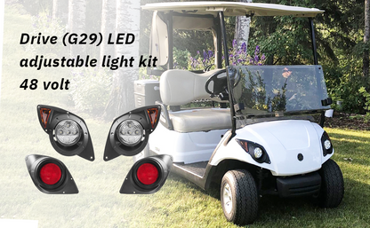 VPAHub Golf Cart Adjustable Light Kit (48V) Fit for Yamaha Drive(G29), 2 LED headlight, 2 LED taillight, 1 Basic wiring harness Instruction & hardware included