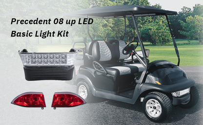 VPAHub Club Car Precedent LED Basic Light Kit -08 up 48V, 1 LED Headlight with bumper, 2 LED taillight, 1 bucket harness, 1 basic wire harness, 1 Fuse wire harness, instruction & hardware included