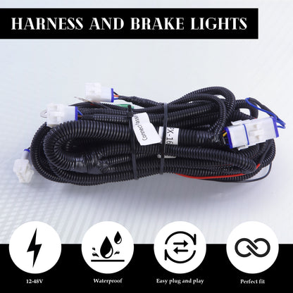VPAHub EZGO TXT 1996-2013 LED Deluxe Light Bar Kit Street Legal 48V, High Low Beam Headlight with Daytime Running Lights, Taillights, Main wiring harness, Deluxe turn signal switch, Brake Pad, Horn