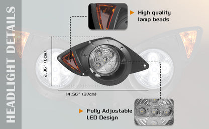 VPAHub Golf Cart Adjustable Light Kit (48V) Fit for Yamaha Drive(G29), 2 LED headlight, 2 LED taillight, 1 Basic wiring harness Instruction & hardware included