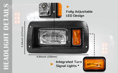 VPAHub Club Car DS LED Adjustable Light kit 48V, 2 LED headlight, 2 LED taillight, 1 Basic wiring harness, Instruction & hardware included