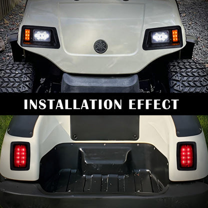 VPAHub Golf Cart Adjustable Light Kit (12V-48V) Fits Yamaha G14, G16, G19 G22, 2 LED headlight, 2 LED taillight, 1 Basic wiring harness Instruction & hardware includedh, Horn, Steering wheel cover