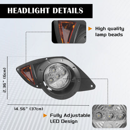VPAHub Golf Cart Adjustable Light Kit (48V) Fit for Yamaha Drive(G29), 2 LED headlight, 2 LED taillight, 1 Basic wiring harness Instruction & hardware included