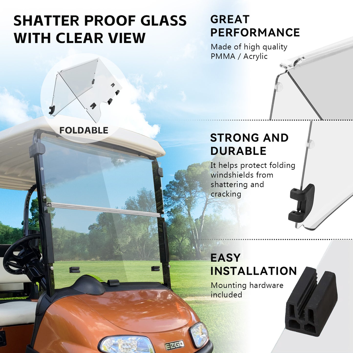VPAHub EZGO RXV Clear Windshield