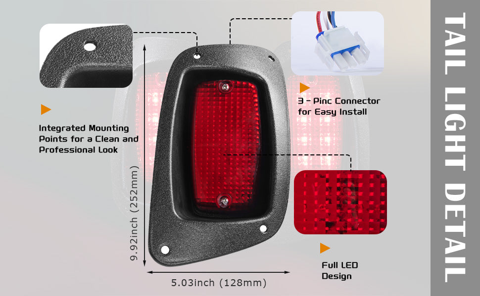 VPAHub EZGO RXV 2016+ LED Basic Light Kit 12V, 2 LED headlight, 2 LED taillight, 1 Basic wiring harness, instruction & hardware included