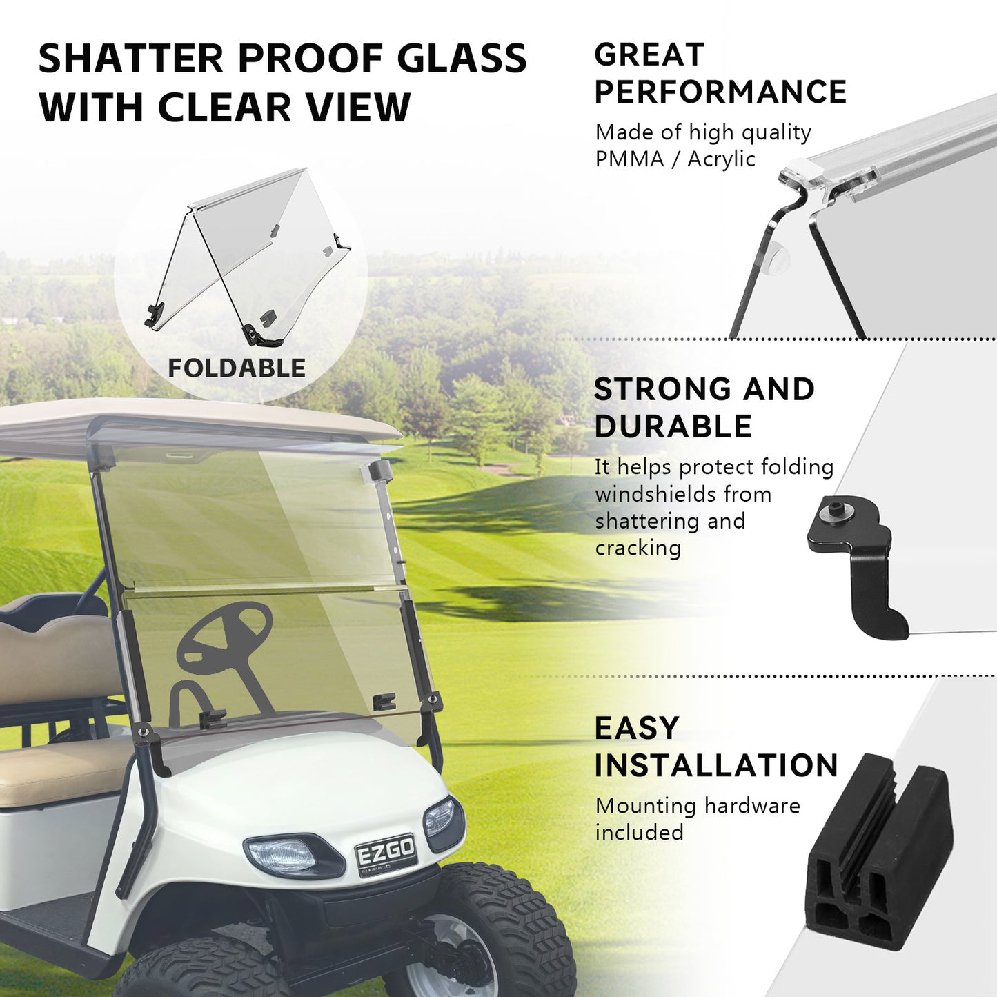 VPAHub EZGO 2014+ TXT Clear Windshield