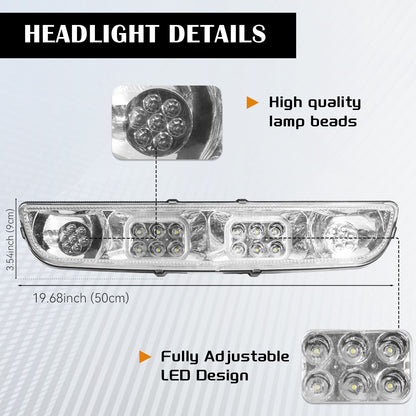 VPAHub EZGO TXT 1996-2013 LED Deluxe Light Bar Kit Street Legal 48V, High Low Beam Headlight with Daytime Running Lights, Taillights, Main wiring harness, Deluxe turn signal switch, Brake Pad, Horn