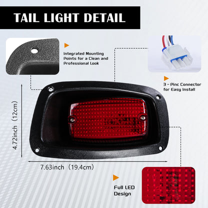 VPAHub EZGO TXT 1996-2013 LED Deluxe Light Bar Kit Street Legal 48V, High Low Beam Headlight with Daytime Running Lights, Taillights, Main wiring harness, Deluxe turn signal switch, Brake Pad, Horn