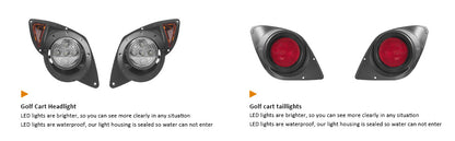 VPAHub Golf Cart Adjustable Light Kit (48V) Fit for Yamaha Drive(G29), 2 LED headlight, 2 LED taillight, 1 Basic wiring harness Instruction & hardware included
