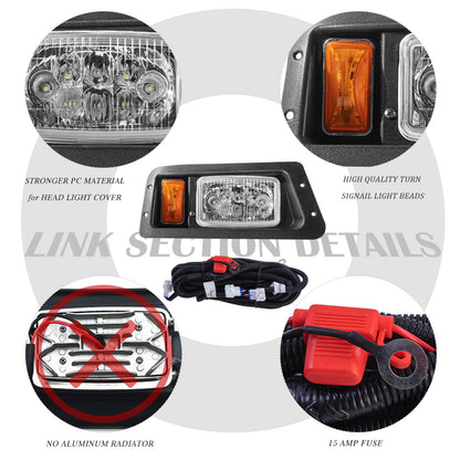 VPAHub Golf Cart Adjustable Light Kit (12V-48V) Fits Yamaha G14, G16, G19 G22, 2 LED headlight, 2 LED taillight, 1 Basic wiring harness Instruction & hardware includedh, Horn, Steering wheel cover