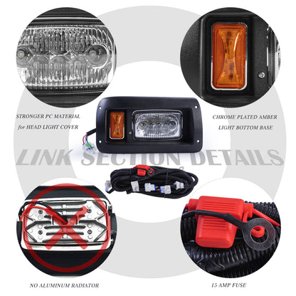 VPAHub Club Car DS LED Adjustable Light kit 48V, 2 LED headlight, 2 LED taillight, 1 Basic wiring harness, Instruction & hardware included