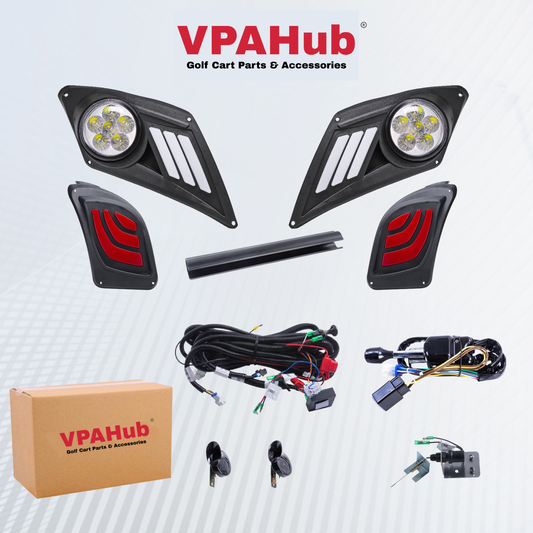 VPAHub Deluxe Light Kit Fit for YAMAHA Drive 2, LED headlight, LED taillight, Upgraded wiring harness, Deluxe turn signal switch, Horn, Steering wheel cover, Mechanical brake switch with bracket